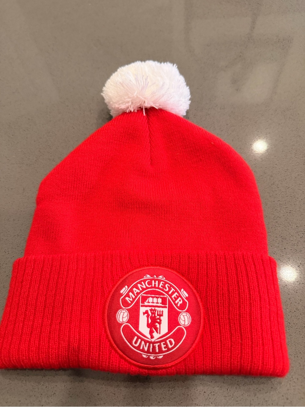 Manchester United Kids Red Pom-Pom Knit Beanie
